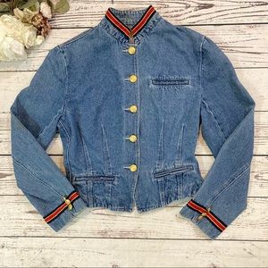 Vintage The Limited Military Style Structured Denim Jacket Sz M